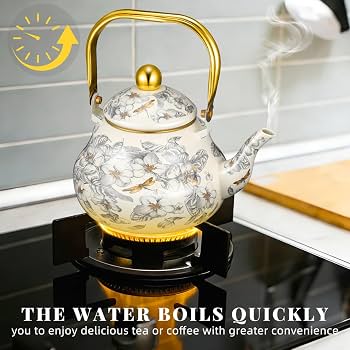 Amazon.com: Cabilock 2.1 Quart Vintage Enamel Tea Kettle-Enamel